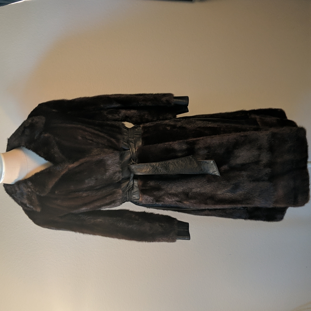 Fur coat with leather accents size small